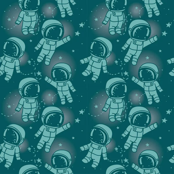 Niedliche Doodle-Astronauten schweben im All — Stockvektor