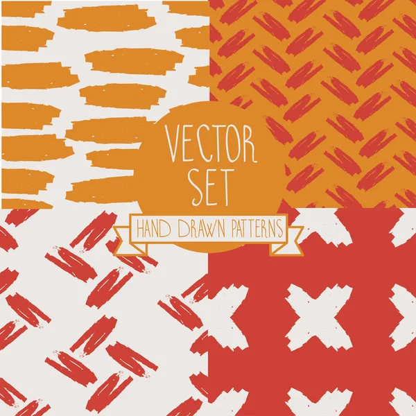 Set of four hand drawn seamless patterns — Stock Vector