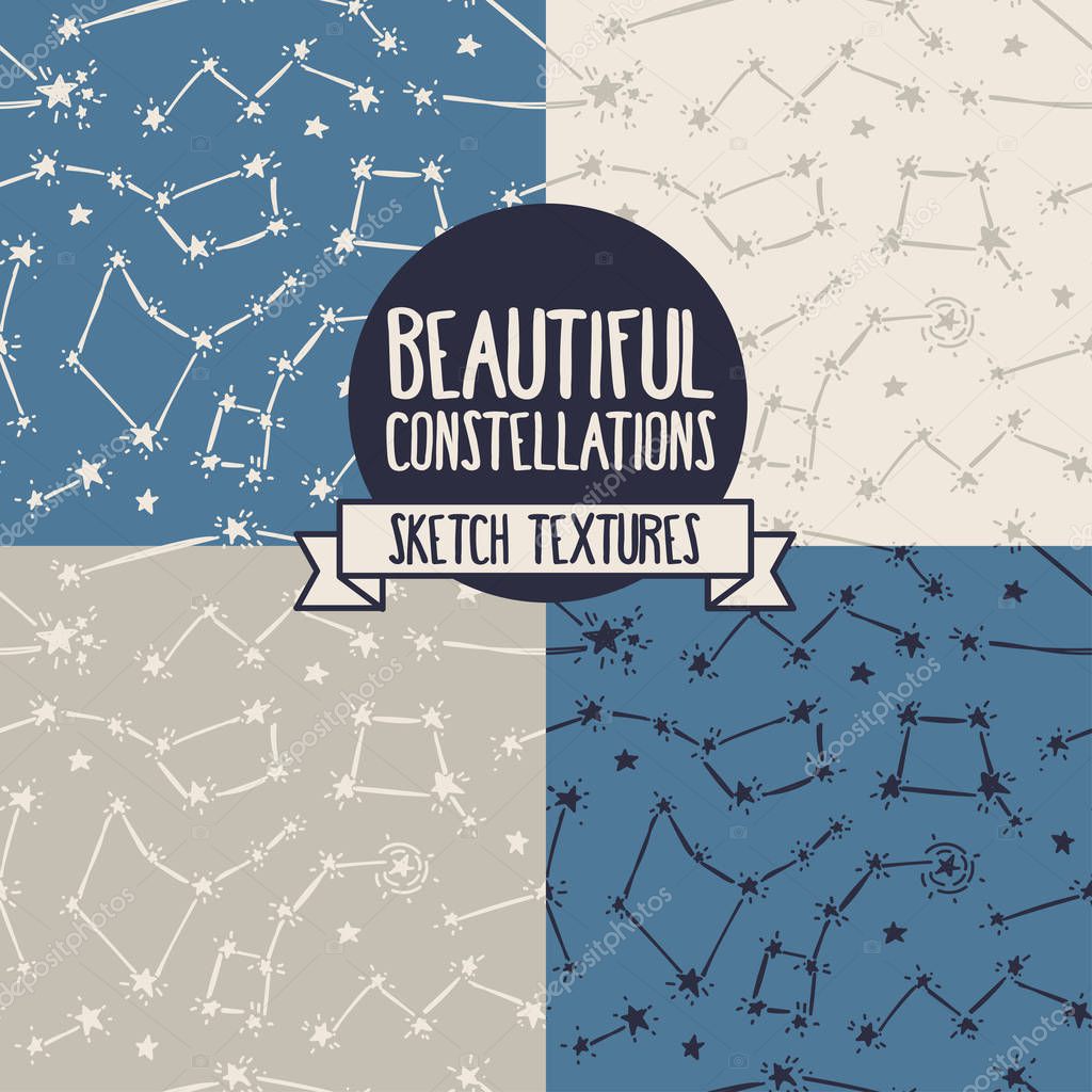 Set of seamless backgrounds with starry sky