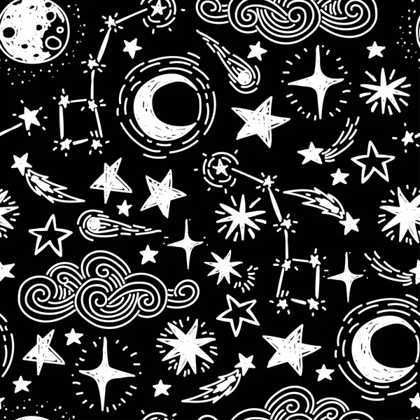 神秘的星空无缝模式 — 图库矢量图片