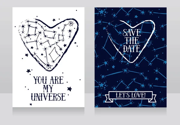 Iki yıldızlı kartları yıldönümü veya düğün günü için — Stok Vektör