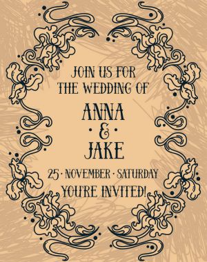 süsen art nouveau retro tarzında çerçeve çiçek