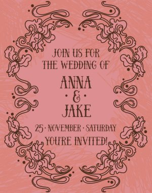 süsen art nouveau retro tarzında çerçeve çiçek