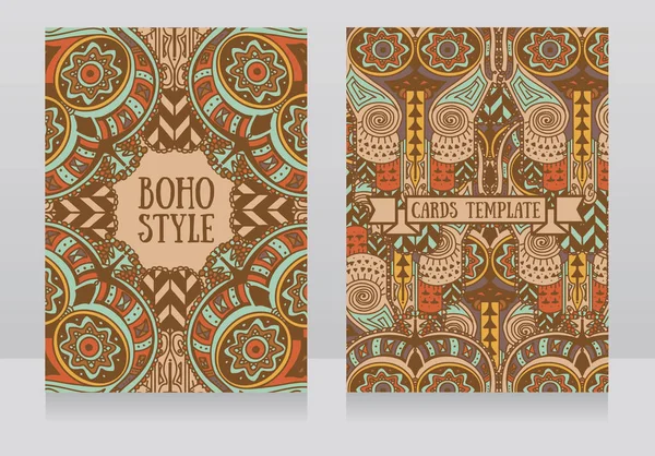 Due carte con ornamento etnico — Vettoriale Stock