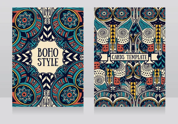Zwei Karten mit ethnischen Ornamenten — Stockvektor