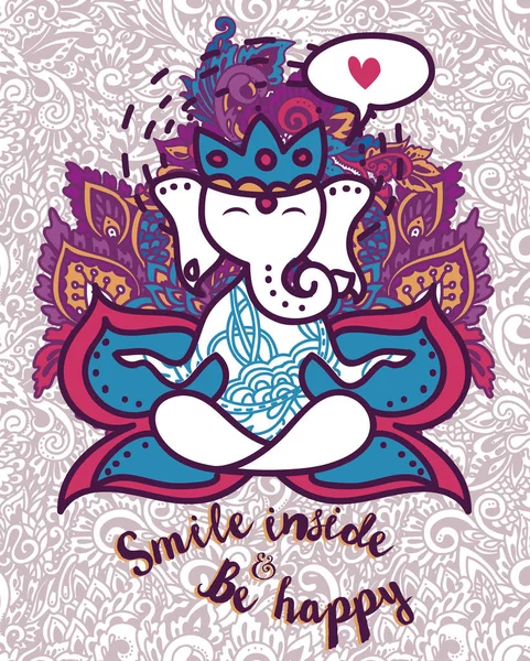 Doodle Ganesha ile banner — Stok Vektör