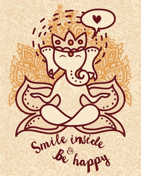 Doodle Ganesha ile banner — Stok Vektör