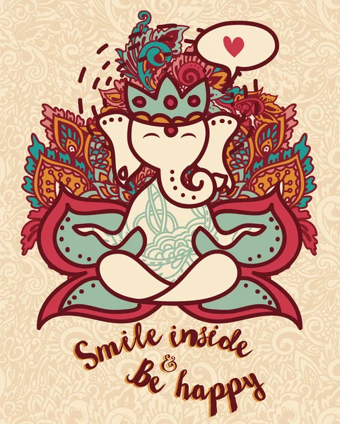 Doodle Ganesha ile banner — Stok Vektör