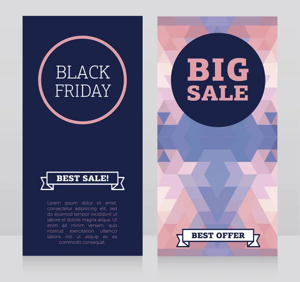 Set di banner per vendita venerdì nero con design geometrico — Vettoriale Stock