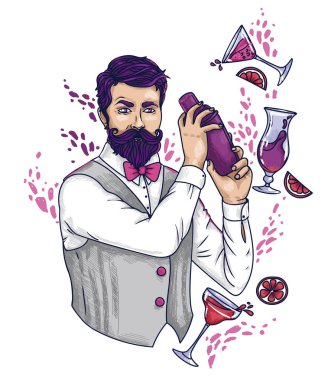 trendy barmen Glamour kokteyller yapma