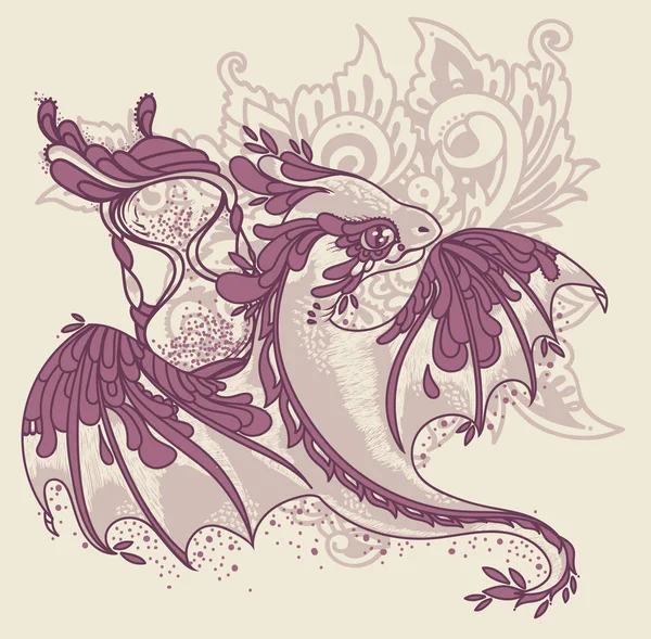 Dragon dessin animé mignon et sablier — Image vectorielle