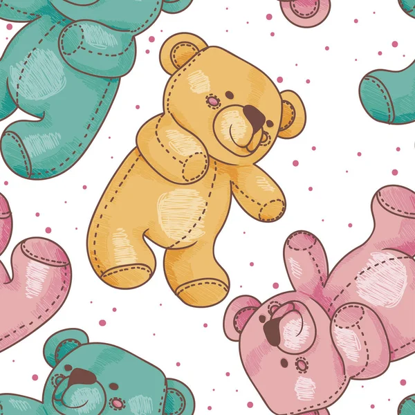 Nahtloses Muster mit niedlichen Teddybären — Stockvektor