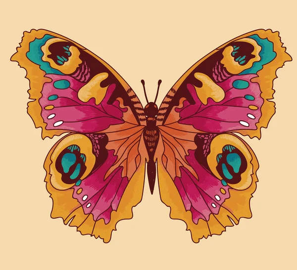 Hermosa mariposa, estilo de boceto — Vector de stock