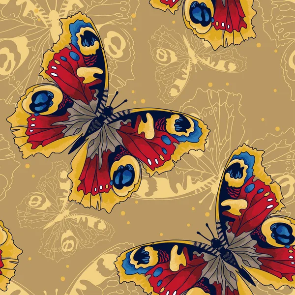 Patrón sin costuras con hermosas mariposas — Vector de stock
