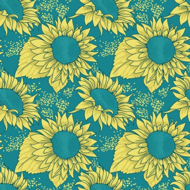 Kroki tarzı ayçiçeği ile Seamless Modeli