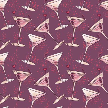 kokteyller ve kalpleri ile Seamless Modeli