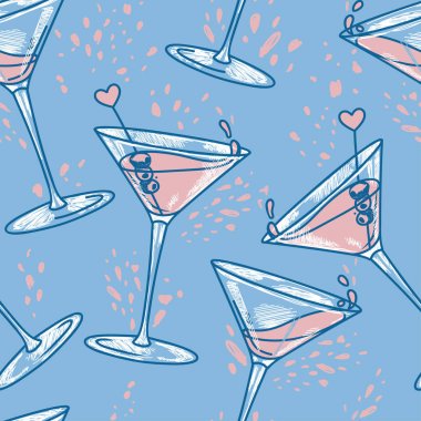 kokteyller ve kalpleri ile Seamless Modeli