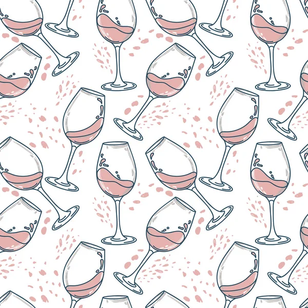 Patrón sin costura con copas de vino — Vector de stock