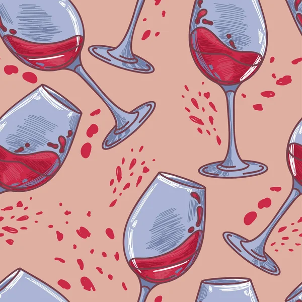 Бесшовный узор с бокалами для вина — стоковый вектор