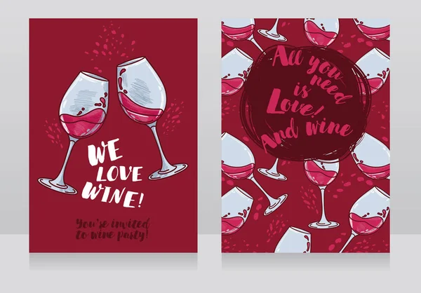 Two posters for wine party — Stock Vector