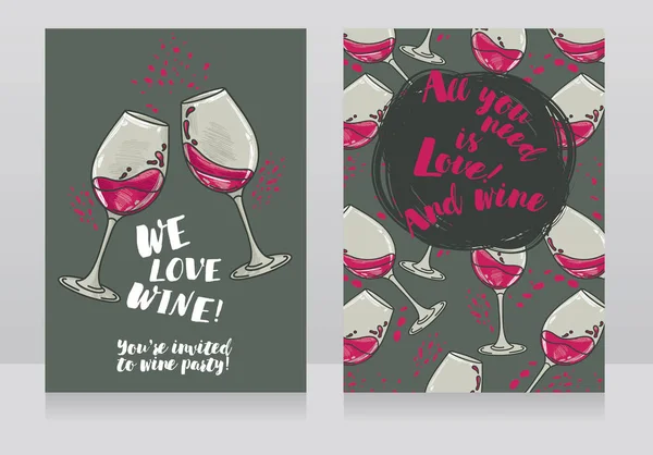 Two posters for wine party — Stock Vector