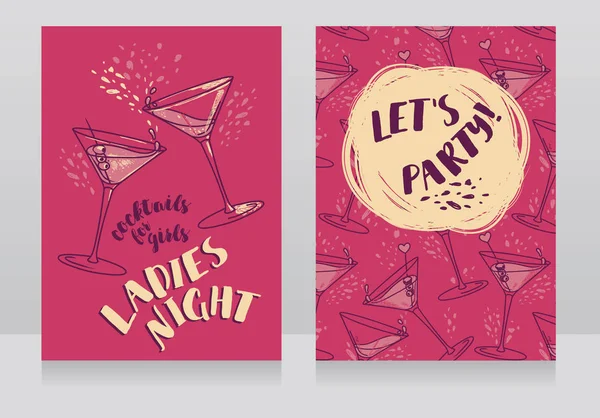 Twee posters voor dames nacht feest — Stockvector