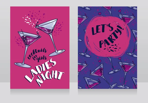 Dva plakáty pro dámy noční party — Stockový vektor