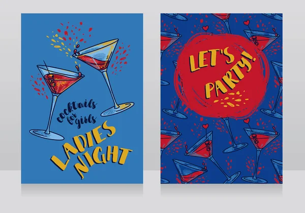 Dva plakáty pro dámy noční party — Stockový vektor