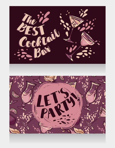 Banners para bar de coquetéis — Vetor de Stock