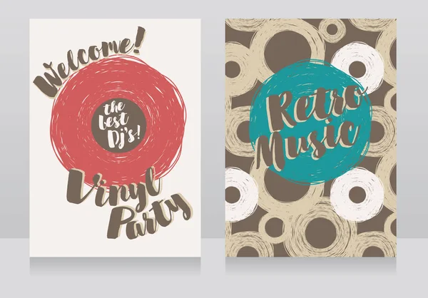 Dos banners para fiesta de vinilo retro — Archivo Imágenes Vectoriales