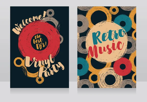 Dos banners para fiesta de vinilo retro — Archivo Imágenes Vectoriales