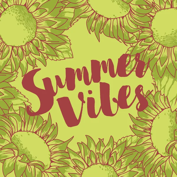 Marco de verano formado hermosos girasoles — Vector de stock