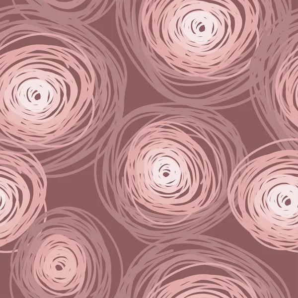 Motif sans couture avec des cercles colorés, couleur rose poussiéreuse — Image vectorielle