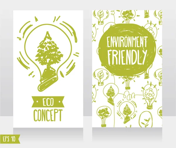 Dos tarjetas de protección del medio ambiente — Vector de stock