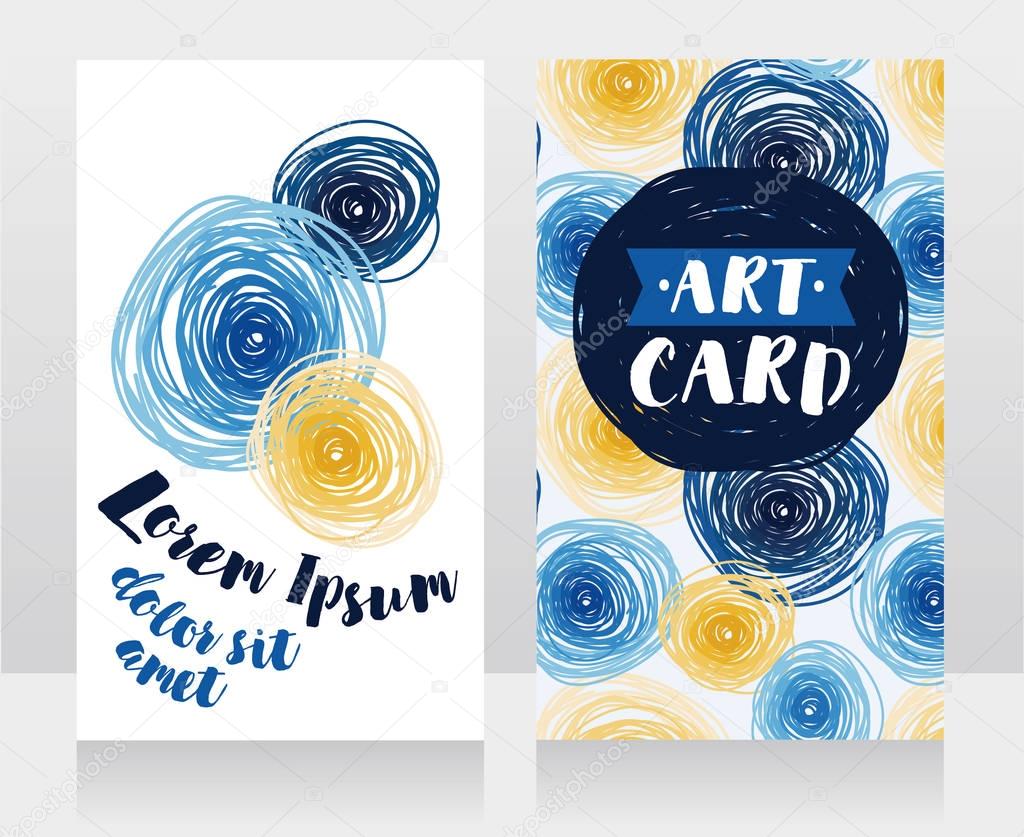 templates for business cards with blue and yellow circles
