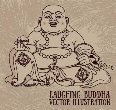 Laughing Buddha, traditional asian Feng Shui talisman  clipart