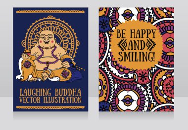 aditional asian Feng Shui talisman Hotei or Budai for happiness clipart