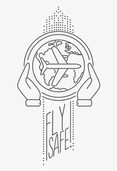Banner de design de linha na moda ou logotipo para segurança aérea — Vetor de Stock