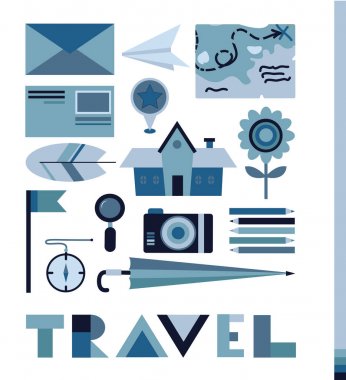 düz stil seyahat etmek simge kümesi