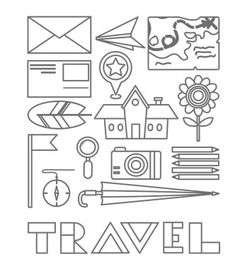 düz stil seyahat etmek simge kümesi