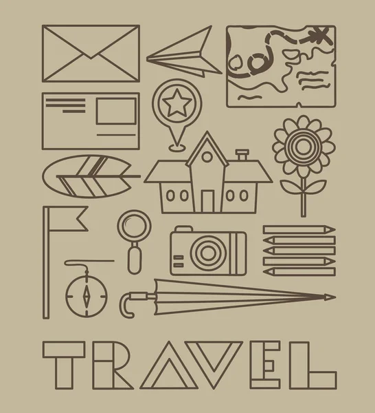 Ensemble d'icônes de voyage de style plat — Image vectorielle