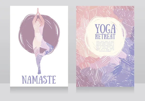 Dos tarjetas para retiro de yoga o estudio de yoga — Vector de stock