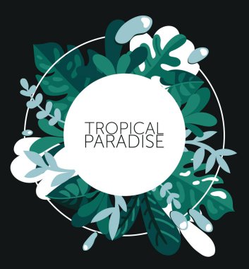 afiş çerçeve oluşan tropikal yaprak ile