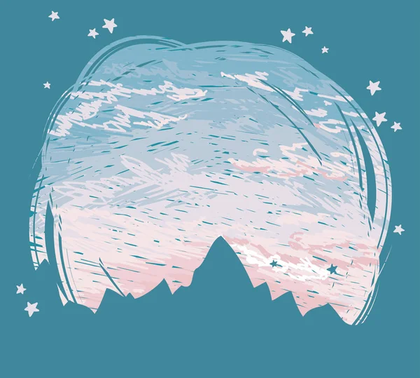 Poster zum Bergsteigen mit Bergsilhouette bei schönem Sonnenaufgang oder Sonnenuntergang — Stockvektor