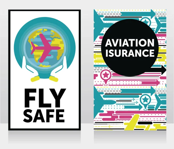 Dos pancartas para la seguridad aérea y el seguro de aviación — Vector de stock
