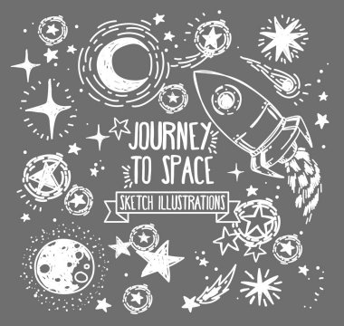 Kroki yıldız, roka, kuyruklu yıldızlar ve gezegenler kümesi