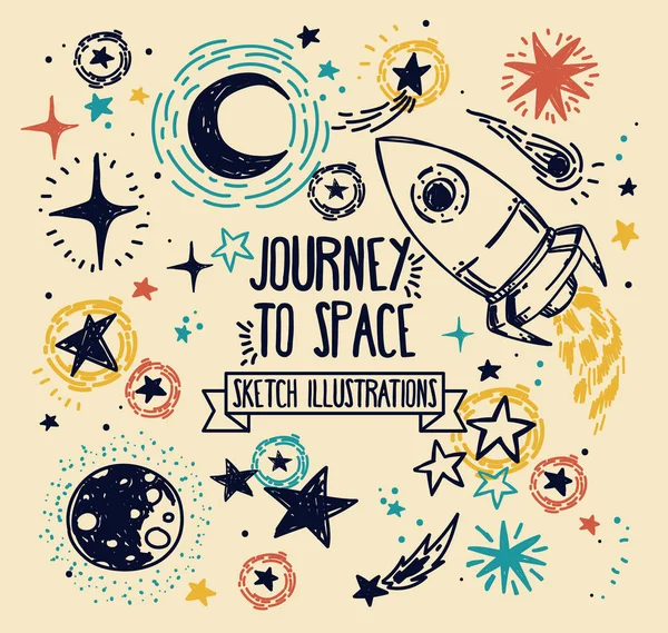 Kroki yıldız, roka, kuyruklu yıldızlar ve gezegenler kümesi