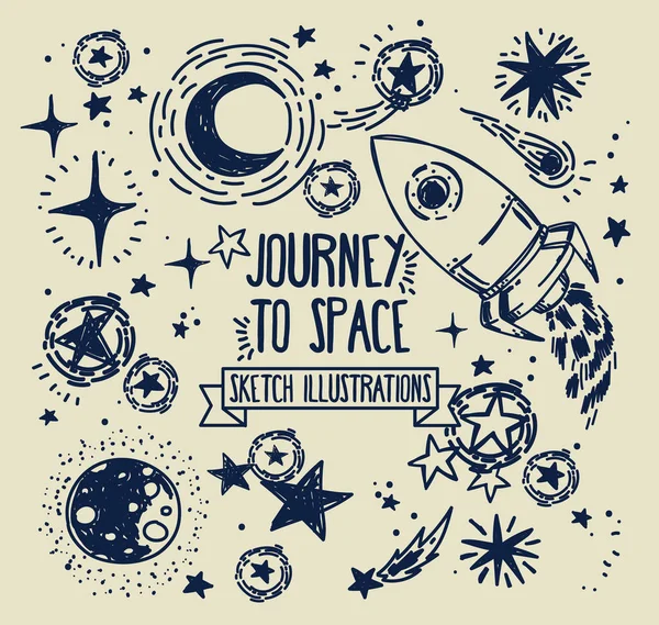 Kroki yıldız, roka, kuyruklu yıldızlar ve gezegenler kümesi