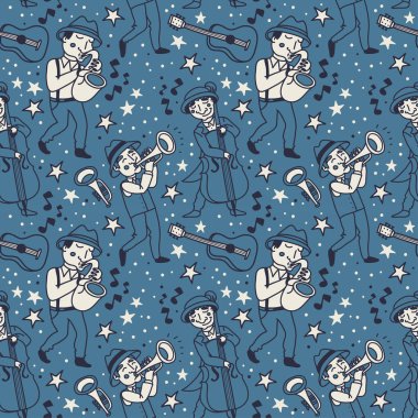 retro tarzı şirin Afro-Amerikan müzisyenler ile Seamless Modeli