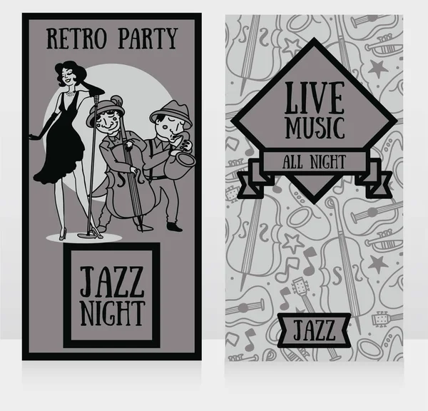 Jazzband op partij posters — Stockvector